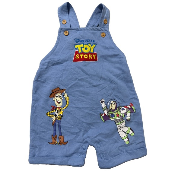 Disney Baby Other - Disney Baby Toy Story Woody Buzz Lightyear Blue Overalls Size 6/9M PPTH206